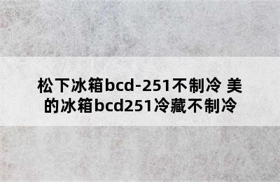 松下冰箱bcd-251不制冷 美的冰箱bcd251冷藏不制冷